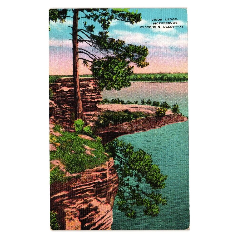 Vintage Visor Ledge Wisconsin Dells Postcard E C Kropp Co Milwaukee Scenic Views